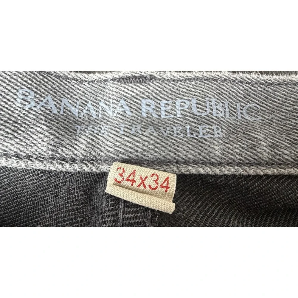 Banana Republic Jeans Mens 34x34 Light Wash Gray Slim Straight Traveler Denim
